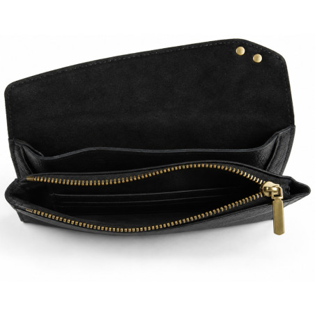 Mila Louise Monylx CC Portefeuille En Cuir de Vache Grainé Noir ouvert