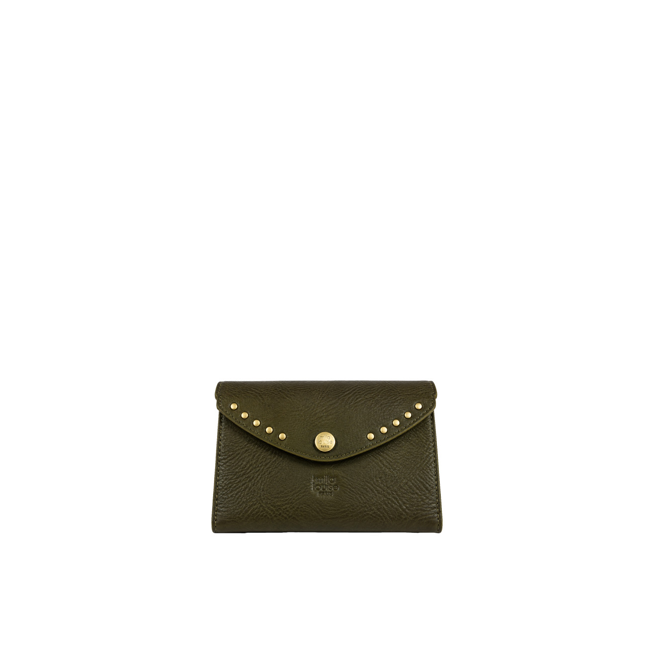 Mila Louise Monylx CC Portefeuille En Cuir de Vache Grainé Kaki