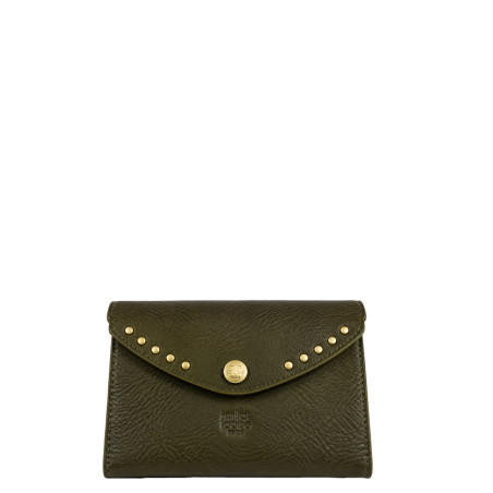 Mila Louise Monylx CC Grainy Calfskin Wallet in Khaki