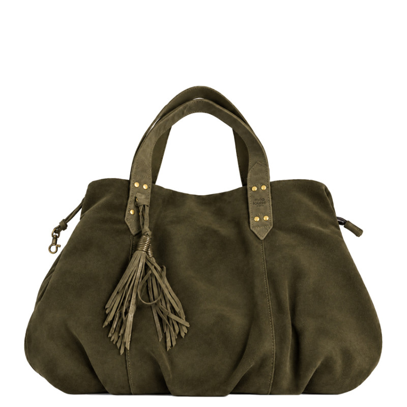 Mila Louise Nicole VX Shopping Bag in Saddle Leather Kaki Dark