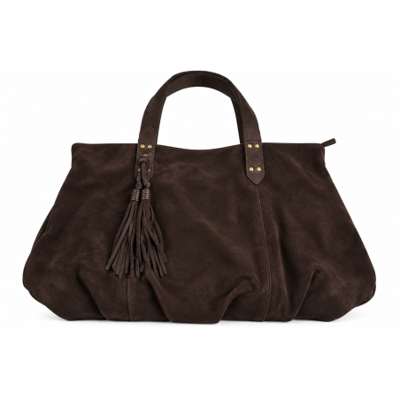 Mila Louise Nicole VX Sac Shopping En Cuir De Vachette Brun Dark de face