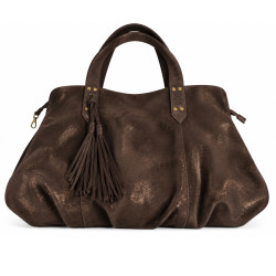 Mila Louise Nicole VX Sac Shopping En Cuir De Vachette Brun Dark dos brillant
