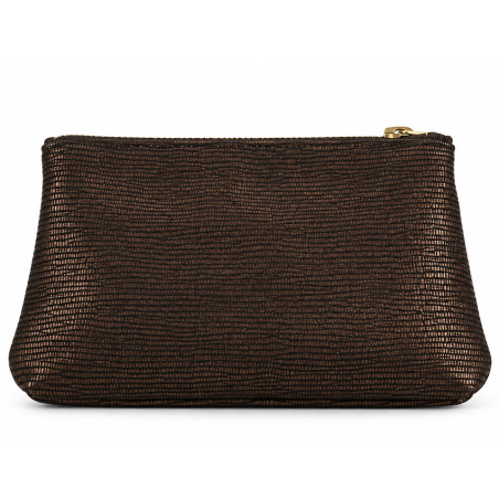 Mila Louise Paloma EP12 Zippered Wallet Python Pattern Brown Dark