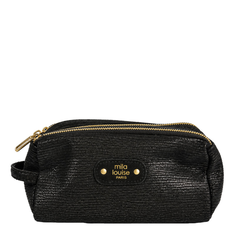 Mila Louise Parisa EP12 Cosmetic Case with Python Print Black