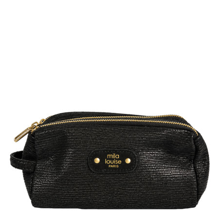 Mila Louise Parisa EP12 Cosmetic Case with Python Print Black