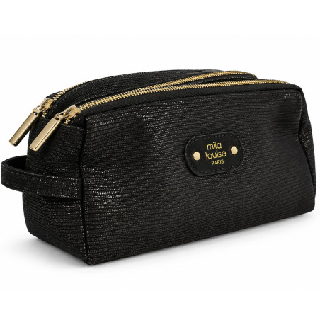 Mila Louise Parisa EP12 Cosmetic Case with Python Print Black