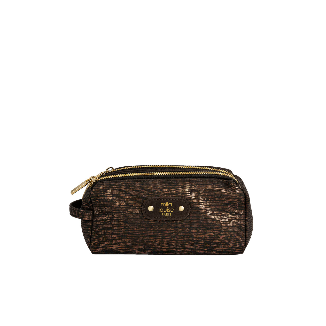 Mila Louise Parisa EP12 Cosmetic Case with Python Print Brown Dark