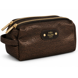 Mila Louise Parisa EP12 Cosmetic Case with Python Print Brown Dark