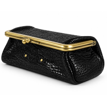 Mila Louise Peace E1 Trousse En Cuir Grainé & Son Miroir Noir  côté