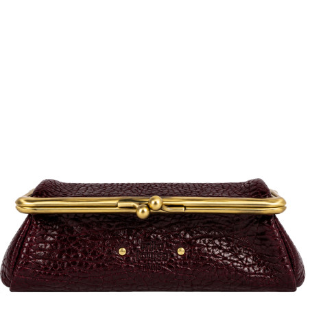 Mila Louise Peace E1 Grainy Leather Cosmetic Case & Mirror Red