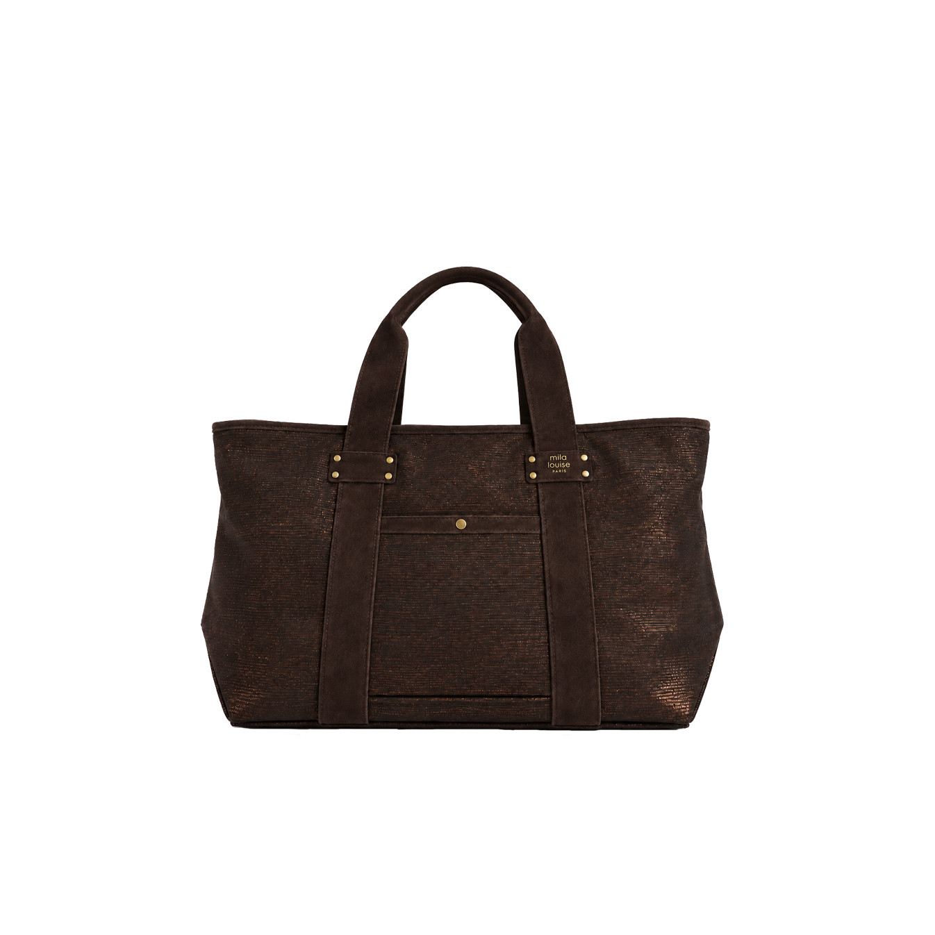 Mila Louise Peguy EP12 Sac Shopping Motif Python Brun Dark