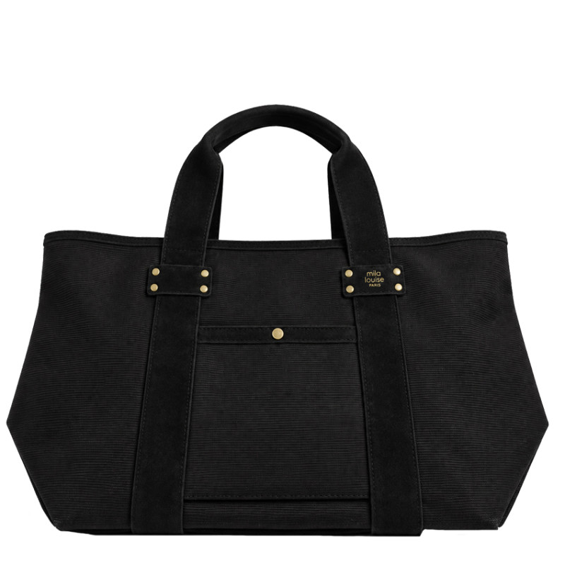 Mila Louise Peguy EP12 Sac Shopping Motif Python Noir