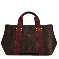 Mila Louise Peguy PT4 Sac Shopping Motif Python Rouge Dark