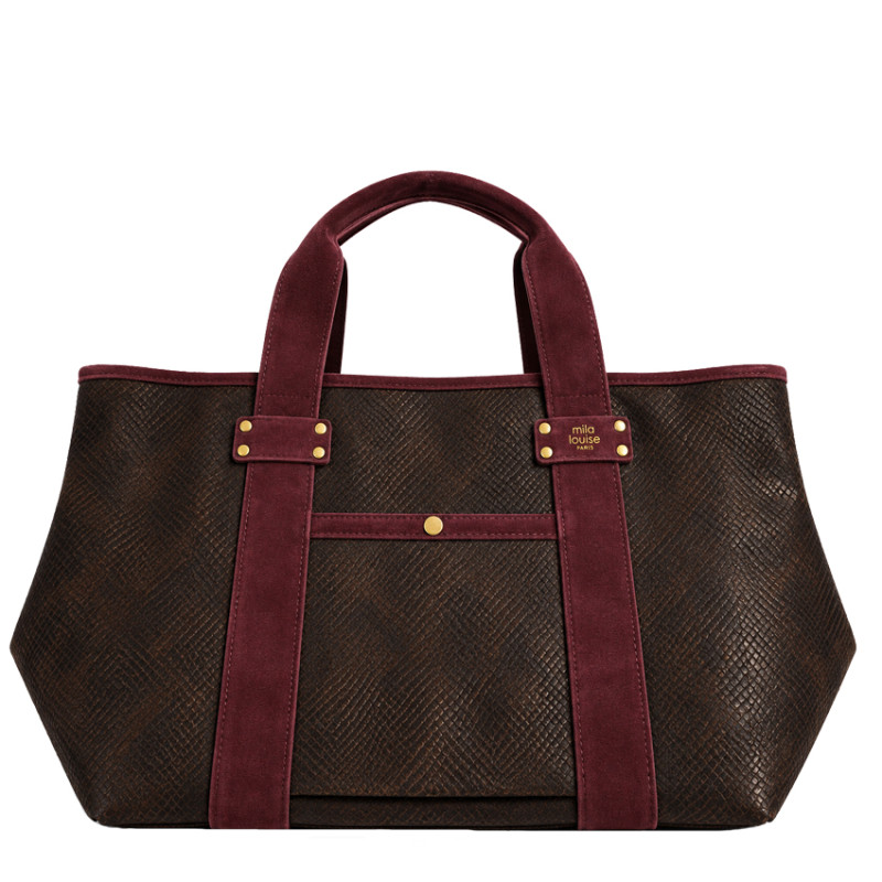 Mila Louise Peguy PT4 Python Pattern Shopping Bag Dark Red