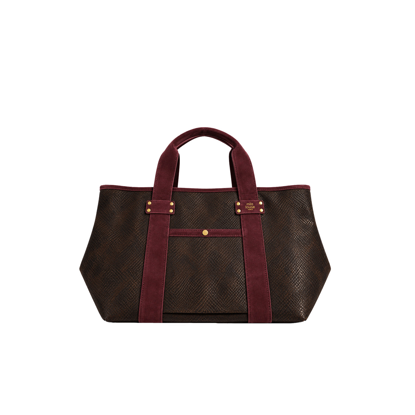 Mila Louise Peguy PT4 Python Pattern Shopping Bag Dark Red