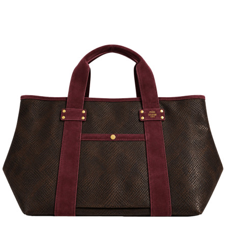 Mila Louise Peguy PT4 Python Pattern Shopping Bag Dark Red