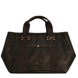 Mila Louise Peguy PT4 Python Pattern Shopping Bag Brown Dark