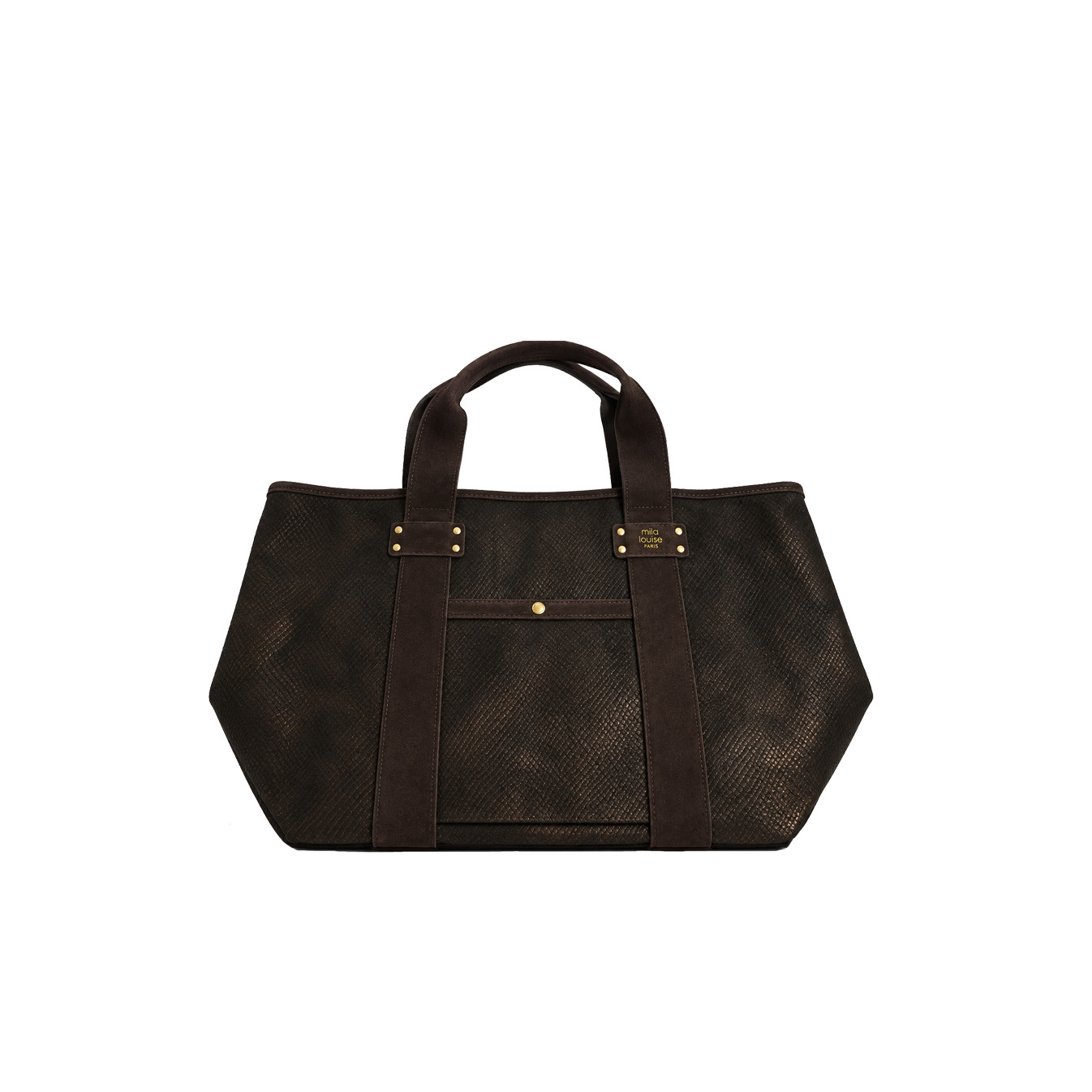 Mila Louise Peguy PT4 Sac Shopping Motif Python Brun Dark