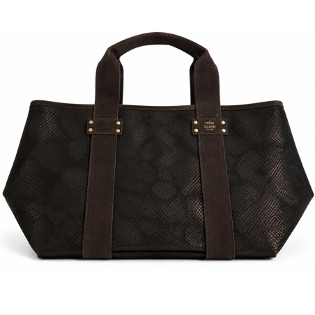 Mila Louise Peguy PT4 Sac Shopping Motif Python Brun Dark dos