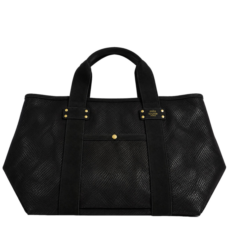 Mila Louise Peguy PT4 Python Pattern Shopping Bag Black