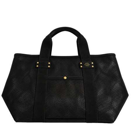 Mila Louise Peguy PT4 Python Pattern Shopping Bag Black