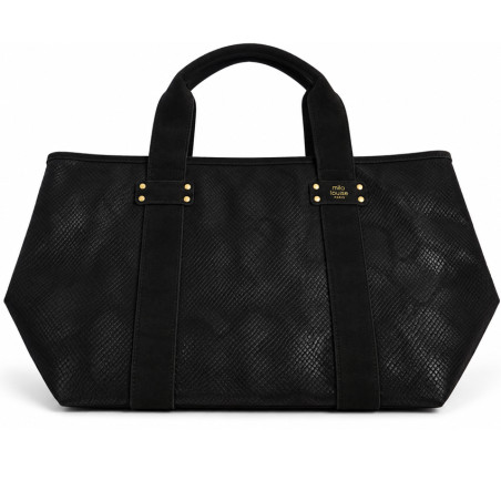 Mila Louise Peguy PT4 Python Pattern Shopping Bag Black