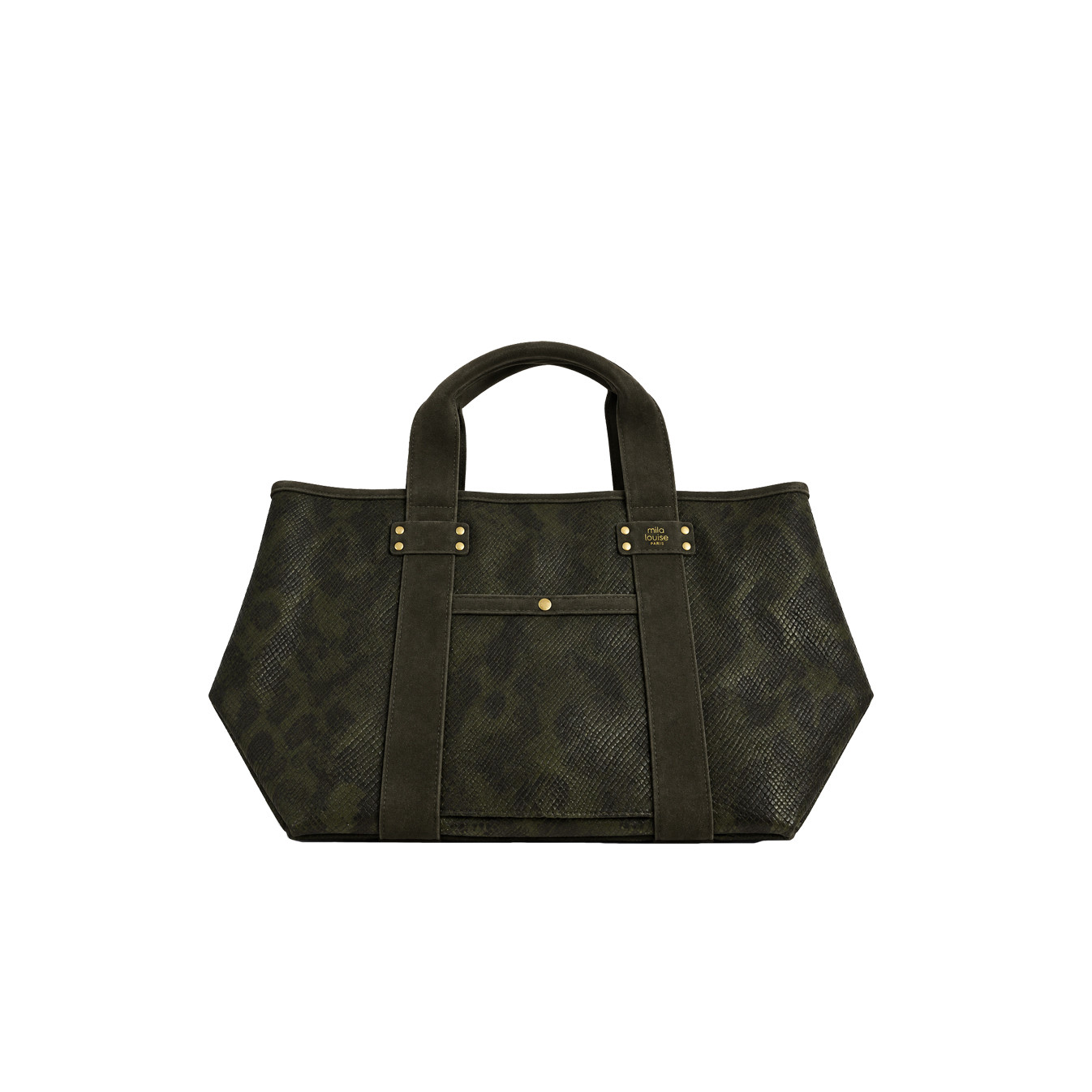 Mila Louise Peguy PT4 Sac Shopping Motif Python Kaki Dark