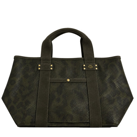 Mila Louise Peguy PT4 Sac Shopping Motif Python Kaki Dark