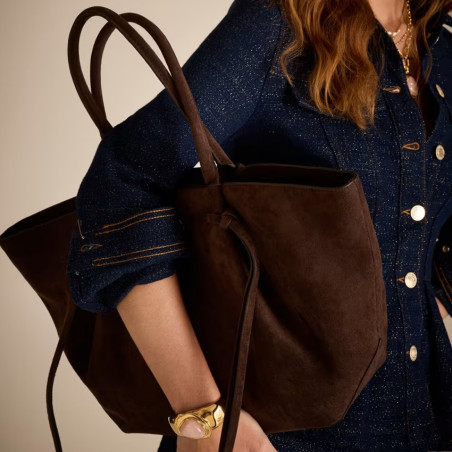 Guess Allegra Grand Sac Cabas ESP Marron Foncé porté main