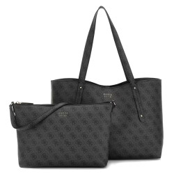 Guess Brenton Sac Shopping et Pochette 2 en 1 Coal Logo