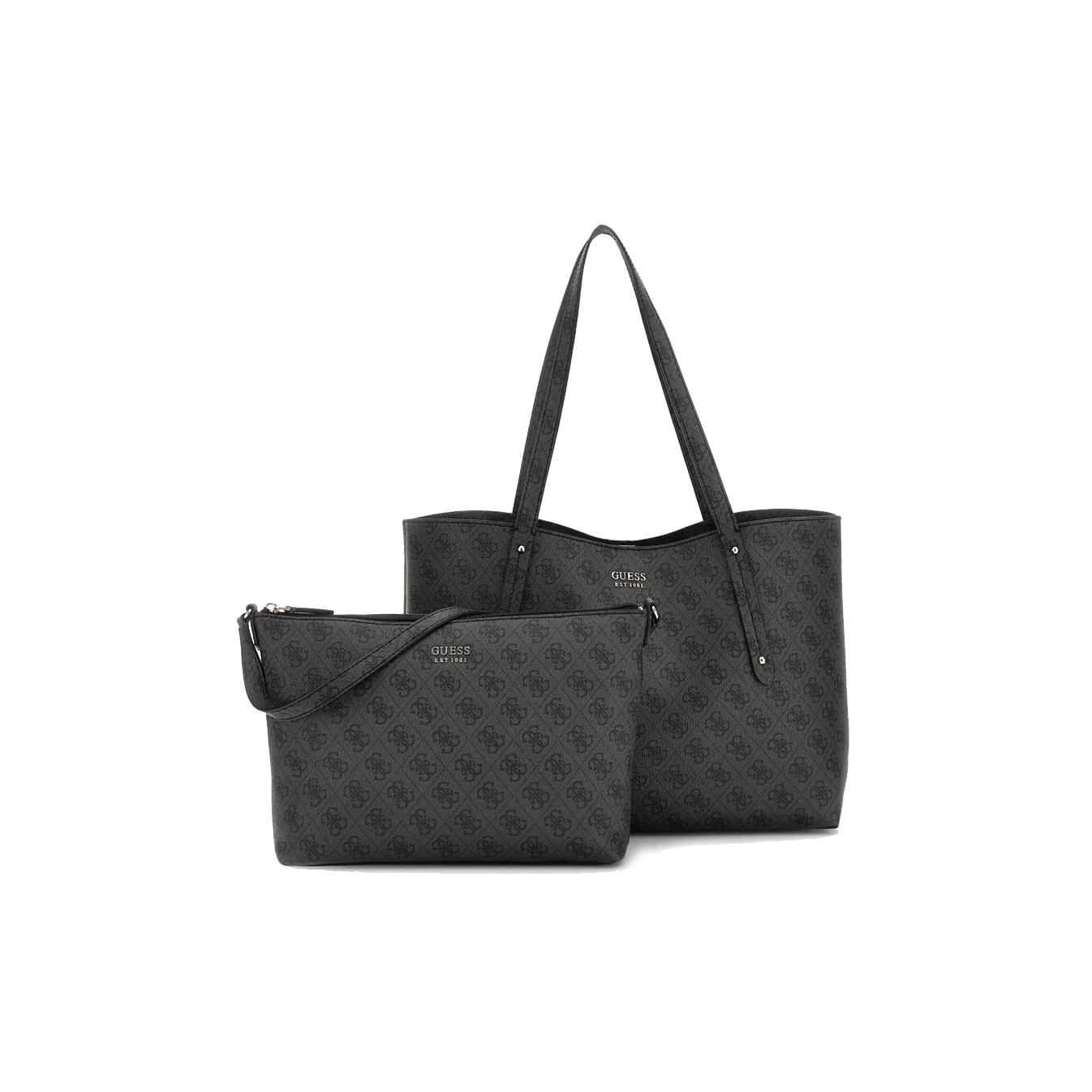 Guess Brenton Sac Shopping et Pochette 2 en 1 Coal Logo