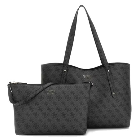 Guess Brenton Sac Shopping et Pochette 2 en 1 Coal Logo