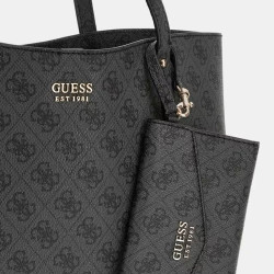 Guess Brenton Shopping Bag and Detachable Pouch 2-in-1 Coal Logo