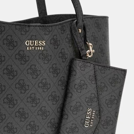 Guess Brenton Sac Shopping et Pochette 2 en 1 Coal Logo face