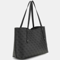 Guess Brenton Shopping Bag and Detachable Pouch 2-in-1 Coal Logo
