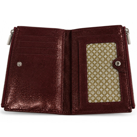 Mila Louise Sila E1 Portefeuille En Cuir Grainé Rouge ouvert