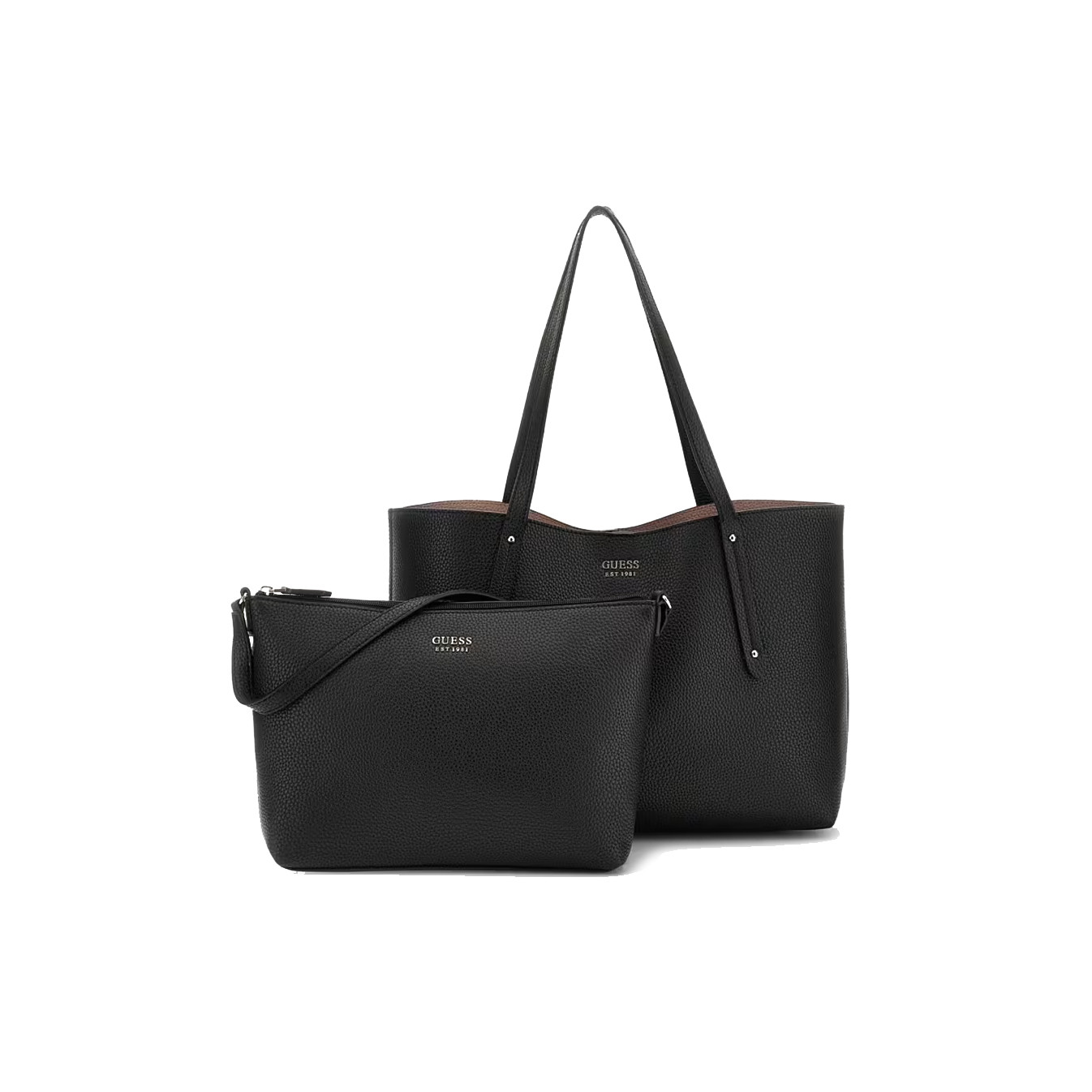 Guess Brenton Shopping Bag and Detachable Pouch 2-in-1 Black