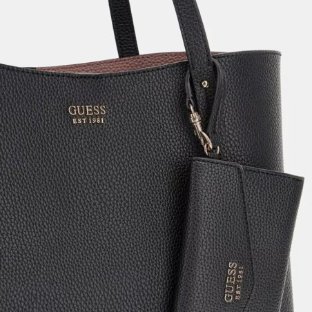 Guess Brenton Shopping Bag and Detachable Pouch 2-in-1 Black