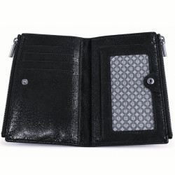 Mila Louise Sila E1 Portefeuille En Cuir Grainé Noir