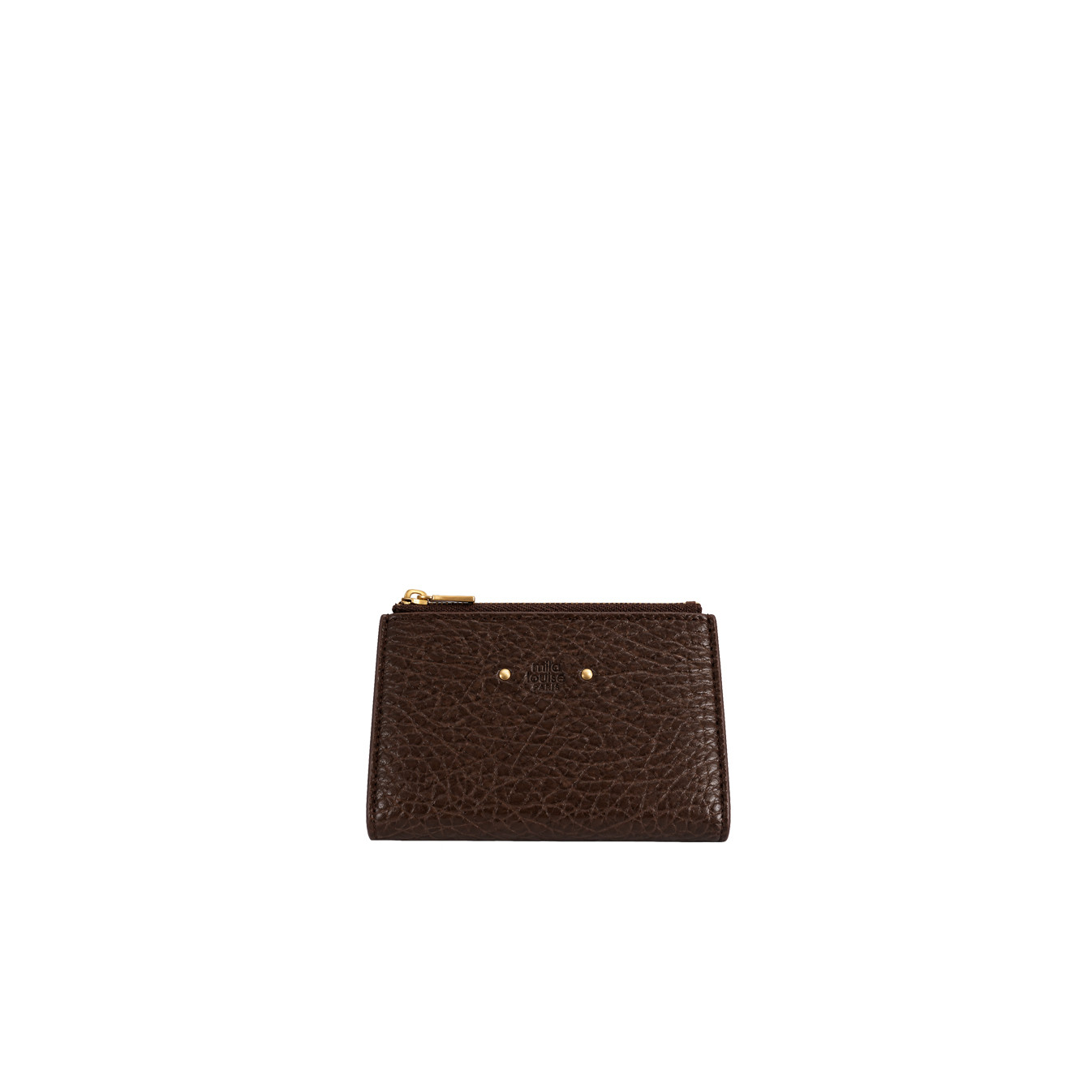 Mila Louise Sila E1 Portefeuille En Cuir Grainé Brun