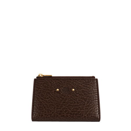 Mila Louise Sila E1 Portefeuille En Cuir Grainé Brun