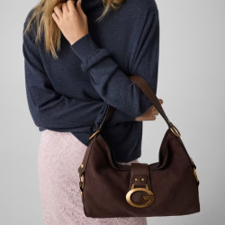 Guess Camden Medium Shoulder Bag Faux Nubuck ESP Dark Brown