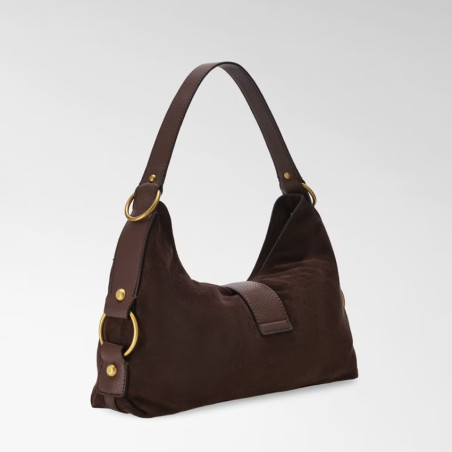 Guess Camden Medium Shoulder Bag Faux Nubuck ESP Dark Brown