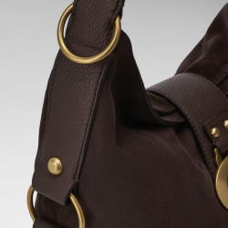 Guess Camden Medium Shoulder Bag Faux Nubuck ESP Dark Brown