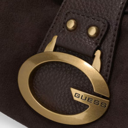 Guess Camden Medium Shoulder Bag Faux Nubuck ESP Dark Brown