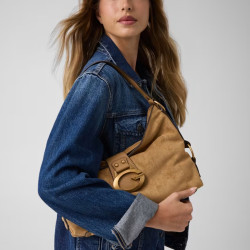 Guess Camden Sac Porté Epaule Moyen Similicuir Facon Nubuck Tan