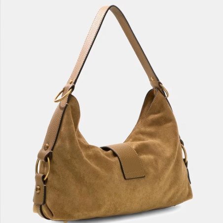 Guess Camden Sac Porté Epaule Moyen Similicuir Facon Nubuck Tan dos
