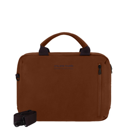 Ateliers Fourès Euclide Sac Business En Cuir & Coton E500 Fauve