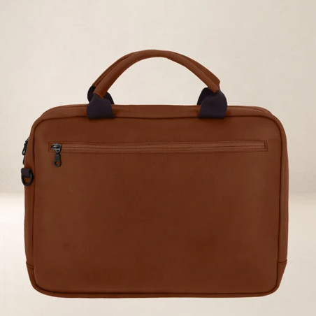 Ateliers Fourès Euclide Sac Business En Cuir & Coton E500 Fauve dos