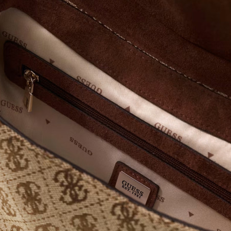 Guess Samantha Sac Bandoulière Porté Epaule LGW Marron Multi ouvert